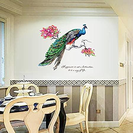 Peafowl Tree branches Home Decor adesivo de parede Art Decals 3D DIY Wall paper decoration for Kids Rooms flowers Wall Stickers sk9153