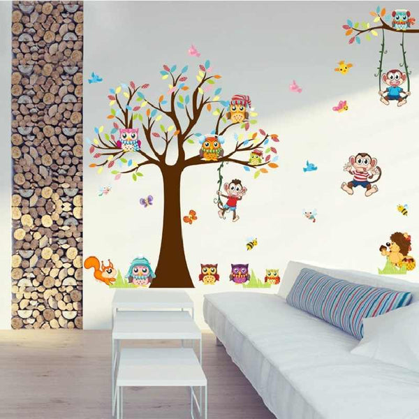 xl8192 Tree Wall Sticker For Kids Bedroom Cartoon Plane Diy Window Decor Poster Home Decorative Plant Mural Art Wallpapaer