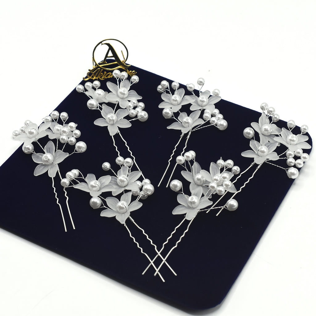 6Psc Elegant Bridal Pearl Handmade Flower Beautiful Hair Accessories Wedding Hair Pins Bridesmaid Bridal Decor hnfrsrd5s-4
