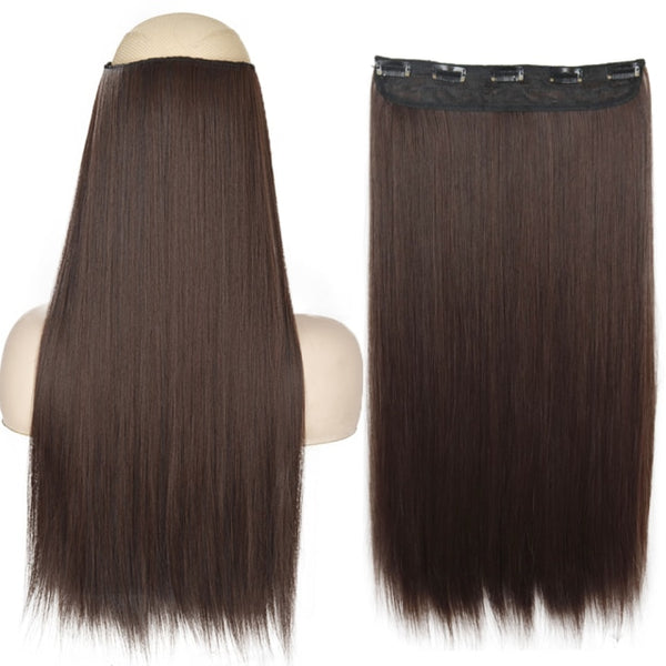Synthetic Long Straight Hairstyles Synthetic 5 Clip In Hair Extension Heat Resistant Hairpieces Brown Black Piece For Women