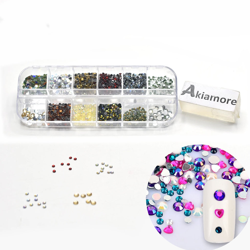 Rhinestones Nail Decoration Round Colorful Glitters With Hard Case DIY Nail Art Decorations ntfrmir2e-1