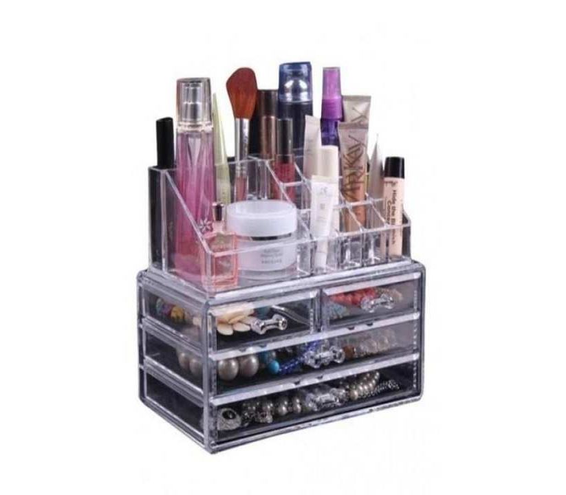 Cosmetic Organizer Makeup 3 Drawers 12 Trapezoid Lipstick Makeup Display Stand Cosmetic Organizer Holder Case jewelry Box Storage  cmoclz4k-8