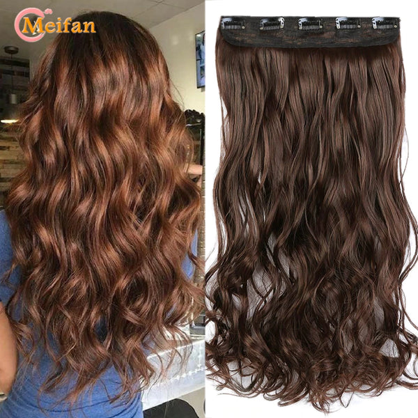 Remei  Synthetic Long Wave Clip In Hair Extension Heat Resistant Wavy Hairpiece High Temperature Fiber