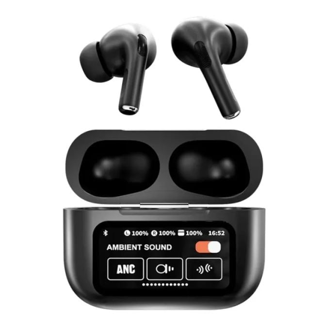 A9 Pro Earbuds ANC/ENC Touch Screen Display Noise Reduction Wireless Earbuds For Android &amp; iOS | A9 Pro | A9 Pro Apple Airpods ANC/ENC Zhongkelqnxun Touch Control Bt 5.4 Earbuds - Black