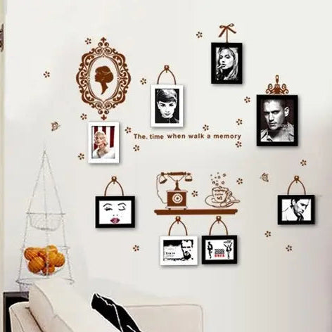 JAAMSO ROYALS Telephone set Coffee Cup Mirror Photo Frame ' Wall StickerAy6033