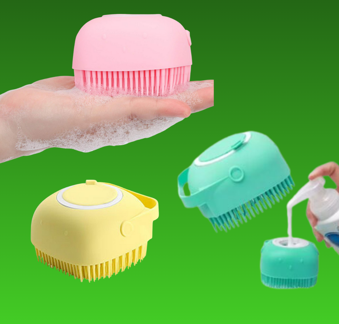 Silicone Bath Body Brush | Exfoliating Scrub with Soap Dispenser | Ultra Soft Shower Sponge & Massager | Random Colour