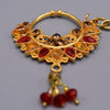 Stylish bridal non pericing red nath with cristal chain