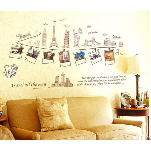 Large Size Wall Decal Creative Combination World Travel Wall Stickers for Home Decoration ay9011