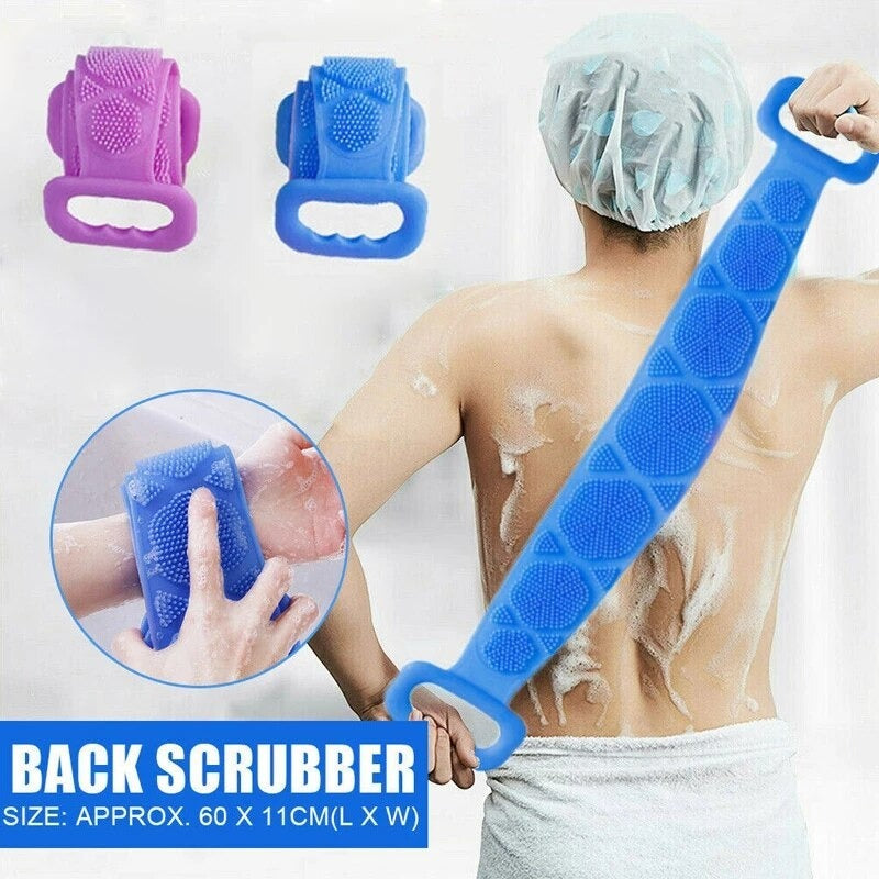Silicone Back Scrubber Bath Belts – Double-Sided Exfoliating Body Scrubbers for Gentle, Deep Cleansing & Smooth Skin (Random Color)