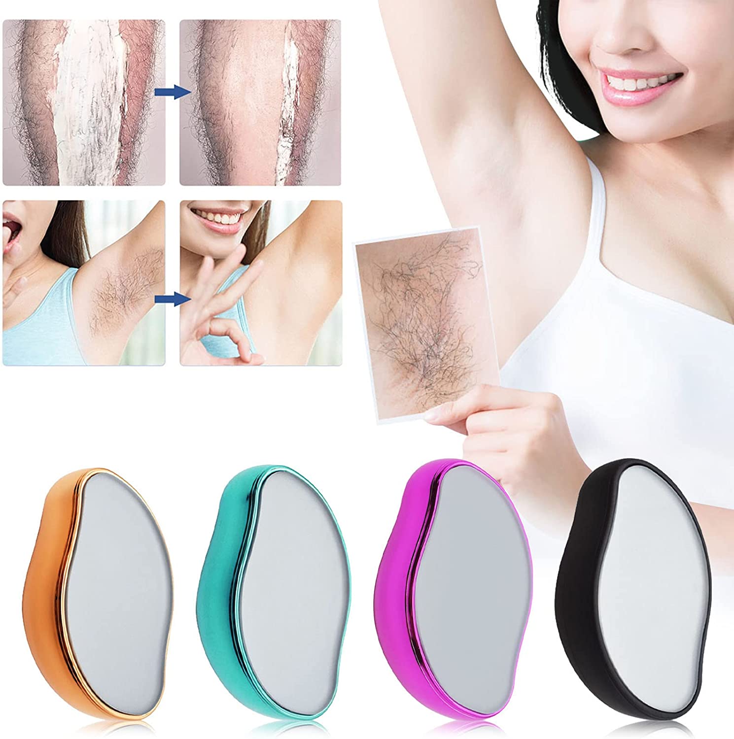 Crystal Hair Eraser – Magic Painless Hair Remover Stone for Men & Women | Reusable Exfoliating Epilator for Legs, Arms & Back | Smooth & Silky Skin (Random Color)