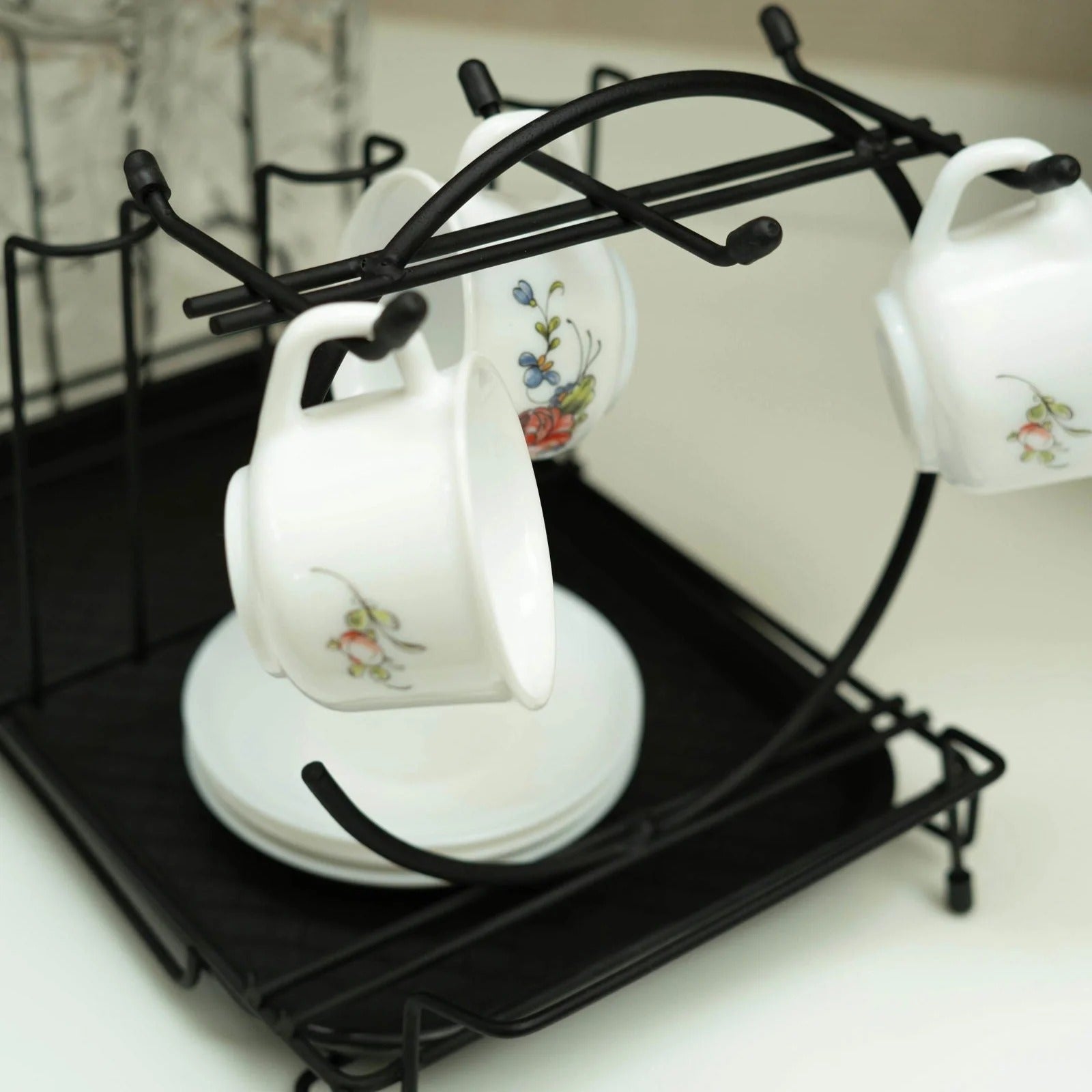 Durable Metal Cup & Glass Stand Rack – Space-Saving Countertop Organizer for Mugs, Cups, Plates & Glasses (Kitchen Drying Holder)