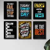 set of 6 Motivational wooden canvas frames for wall decore / sticky phototiles frames