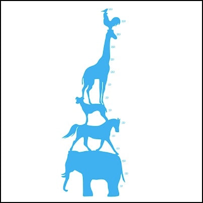 Growing Up with Friends: Blue Animal Tower Wall Decal  Reach for the Sky: Animal Stack Growth Chart  The Friendly Zoo: Kids' Height Measurement Sticker nc039 size (60x90)