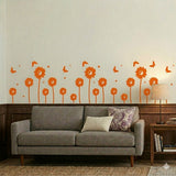 Modern Sunflower Wall Sticker with Flying Butterflies size 22x45