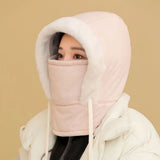 Hoodie Beanie Bonnet Cap Universal Winter Thermal Balaclava Hood with Integrated Face Mask and Windproof Fleece Lining for Extreme Cold Weather Protection ( random colour )