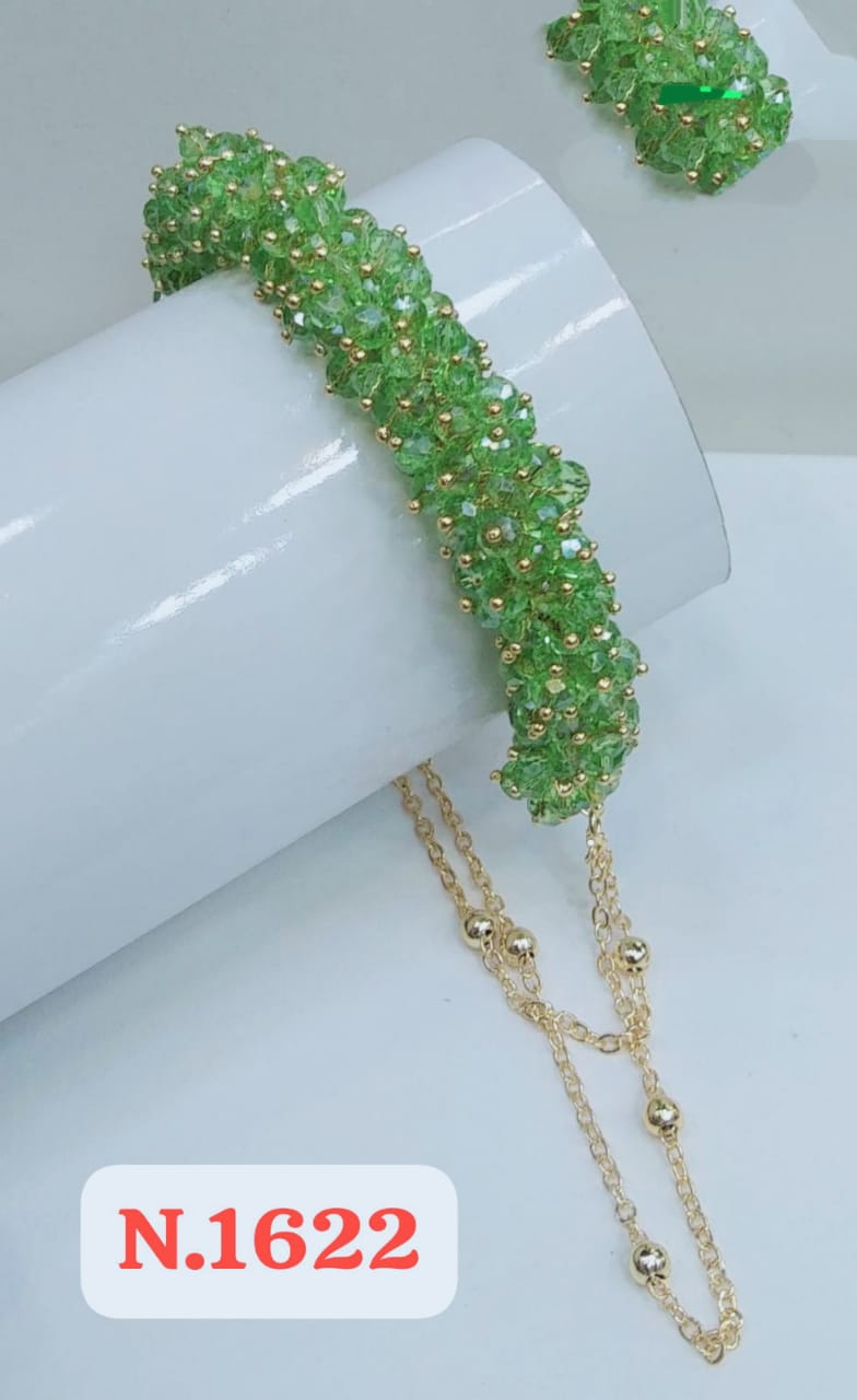 Adjustable New Design Gold Plated Stainless Steel Handcrafted Crystal Beaded StrandBracelet Women's Gifts