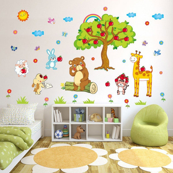Jungle Wild Animals Vinyl Wall Decals Sticker for Baby Nursery Child Bedroom Stick Room Decor Living Room Decoration xl8205