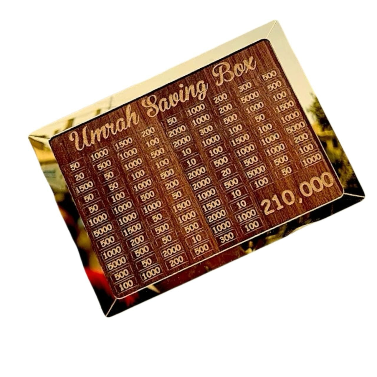 Umrah Saving Box - Box For Umrah Saving | Umrah Saving Box Wooden Money Box for Umrah - 210,000