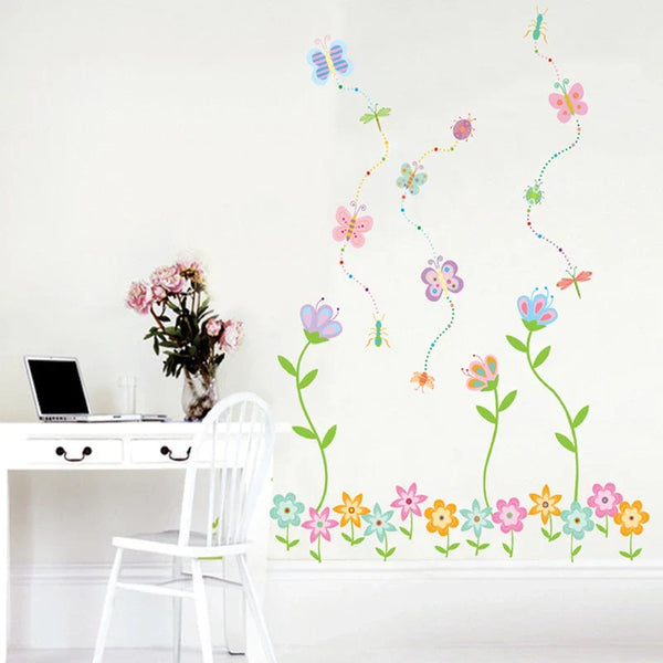 Wallsticker Butterfly Flower Stripes Wall Sticker Wallpaper Wall Decoration