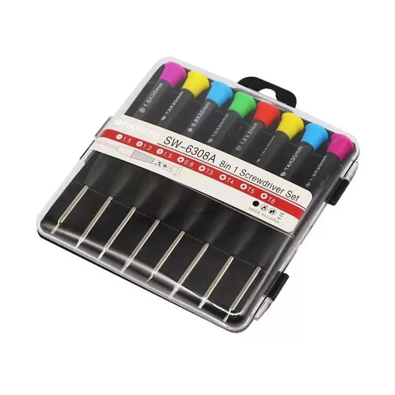 Screwdriver Set 8 in 1 SW?6308A | Mobile Repairing Kit | Torx, Star, Cross & Slotted Screwdrivers
