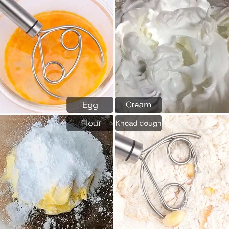 Manual Non Stick Steel Flour Cream Mixer Beater | Dough Whisk Mixer, Kitchen Baking Blender Tool 
