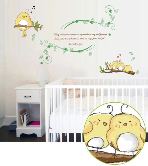 【WEJA】Cartoon bird stickers background stickers cute creative combination decorative painting DIY can remove wall stickers room deco size 50x70 mj7017