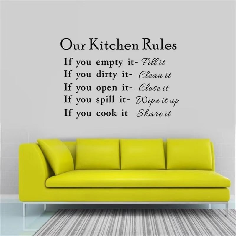 Our Kitchen Rules Cook Words Quote Wall Stickers Art Decals Home Decor NEW Room Decoration Accessories Kitchen Wall Stickers  DZ007  Size:45*60cm