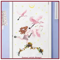 【WEJA】Lovely Bird Fish Door Sticker Cartoon Animals Wall Sticker for Kids Room Moon Boy Home Decor Art PVC Vinyl Wallpaper Removable size 50x70 xls7221