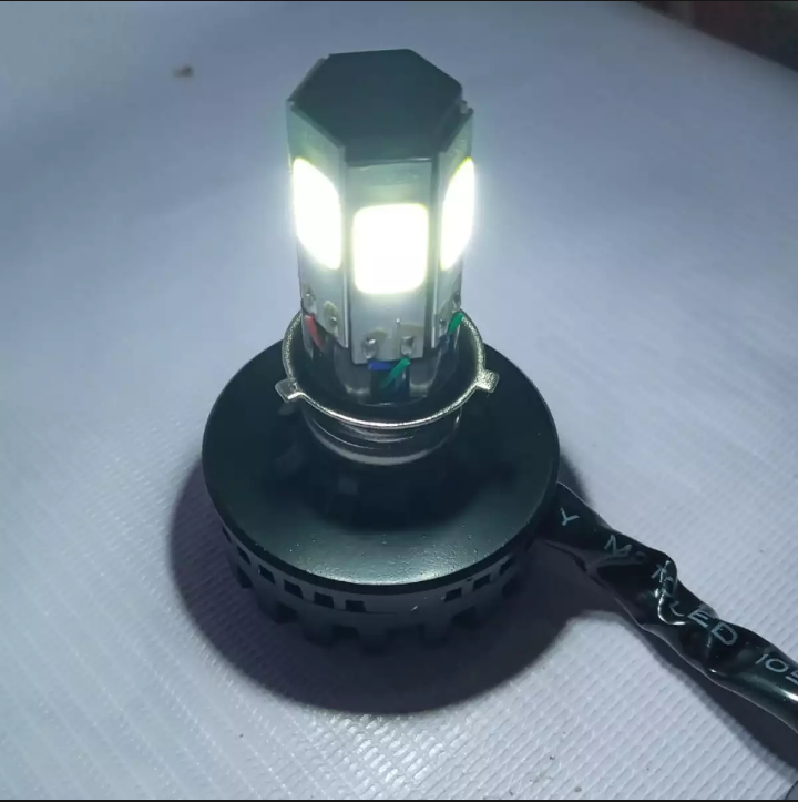 M6 LED Universal Headlight with Fan for All Bikes | universal fitting 3 function High/Low and flasher light