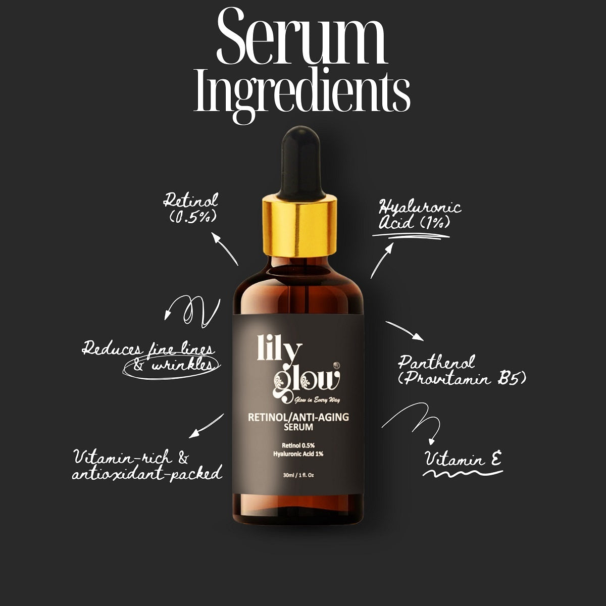 Lily Glow Retinol Anti-Aging Serum for Face – Wrinkle Repair, Skin Tightening & Night Care (30ml)
