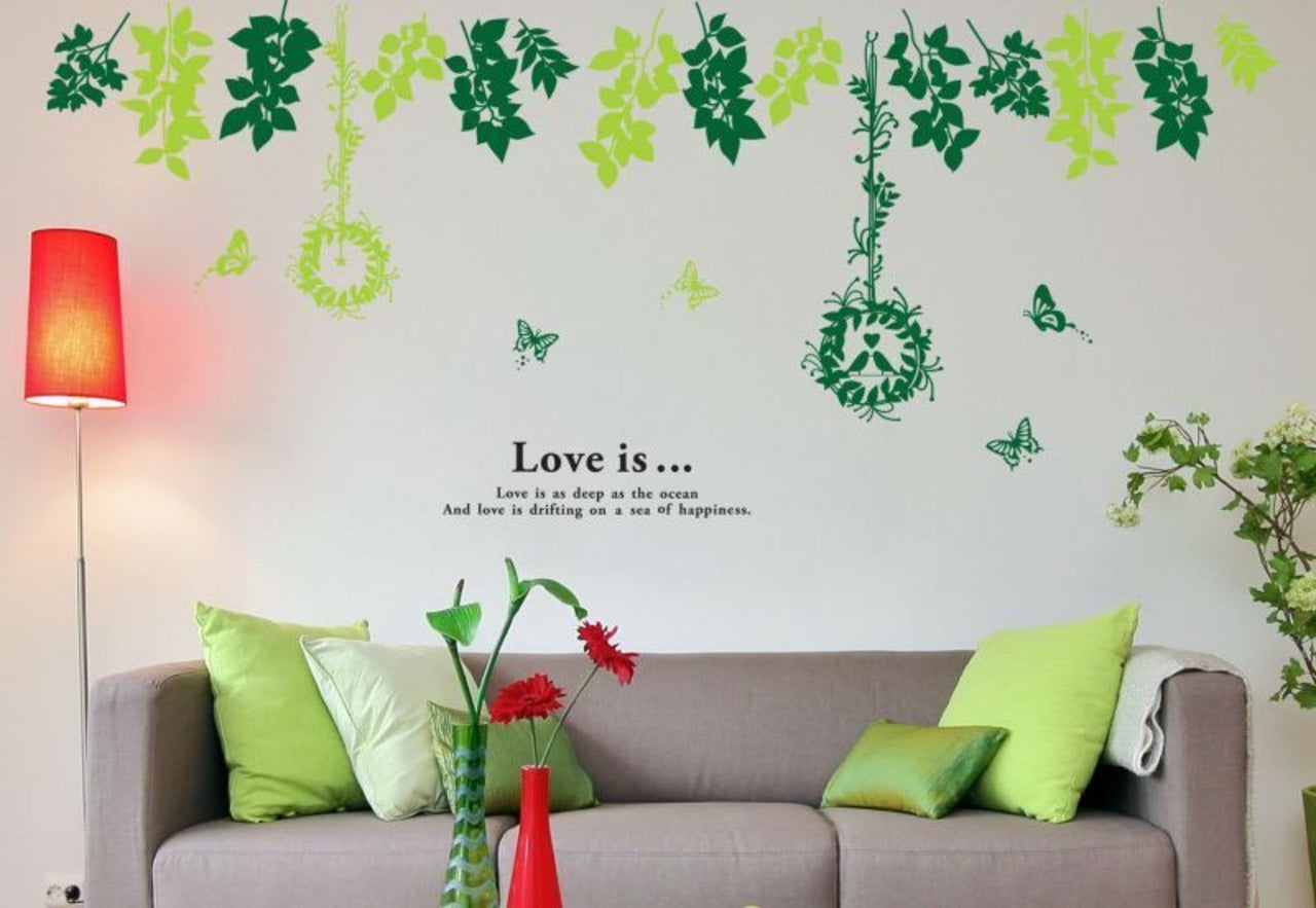 Wall Sticker Dream's Garden 60 x 90cm Wallpaper Sticker Rental OK Peel and Stick DIY Home Decor Interior Tree Bird Bird Cage Leaves Natural Scenery Landscape Living Room Spring Summer Free Shipping size 120x60cm  lc205