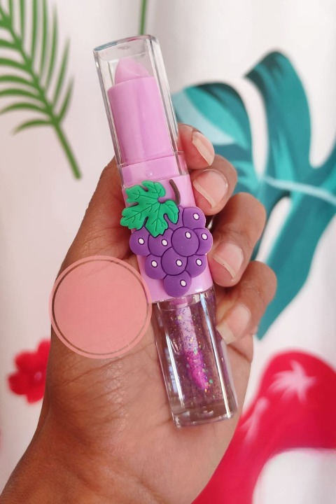 2 In 1 Flavored Fruit Lip Balm Plus Lip Oil Providing Nourishing Care Smooth Application Everyday Lip Care Support - Multicolor