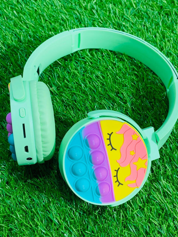 Cute Pop It Wireless Bluetooth Headphones Foldable Headset With Memory Card Support Wired And Wireless Modes Durable Quality Comfortable Use - Without Box(Random Color)