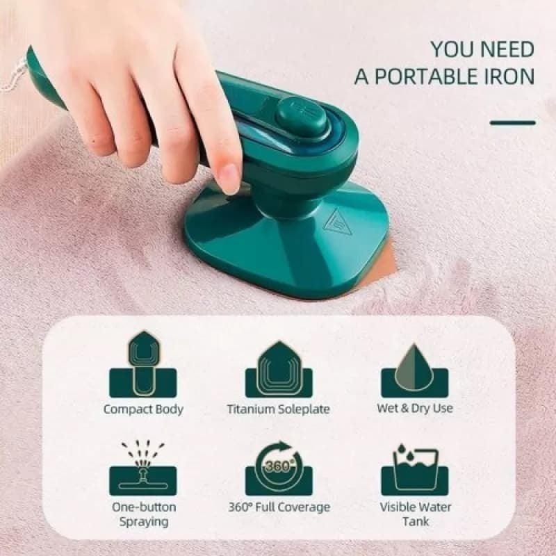 Portable Mini Steam Iron & Garment Steamer: Professional Handheld Micro-Ironing Machine for Dry & Wet Use, Rotatable Handle for Home and Travel