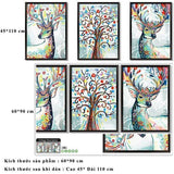 Nordic style creative 3.D removable stickers XL8327 Fantasy Watercolor Deer -Colorful
