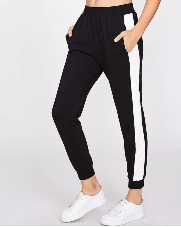 BLACK TROUSER WITH NEON / WHITE STRIPES - Medium