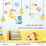 Adorable Kitty With Stars Wall Sticker | Magical Baby Room Decor size 60x90 hm94005