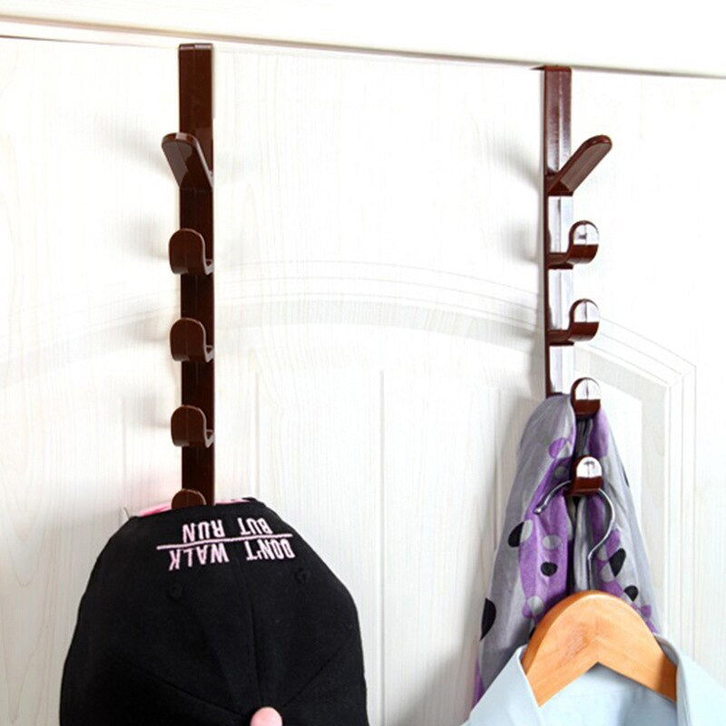 5 Level Over Door Hook for Hanging Coat Hangers, Hats, Purses, Backpacks, Purses, Jackets and Other Items. (1 Piece) / Over The Door Hanger Hook Clothes Storage Holder Multipurpose Towel Hanging Rack ( Plastic)