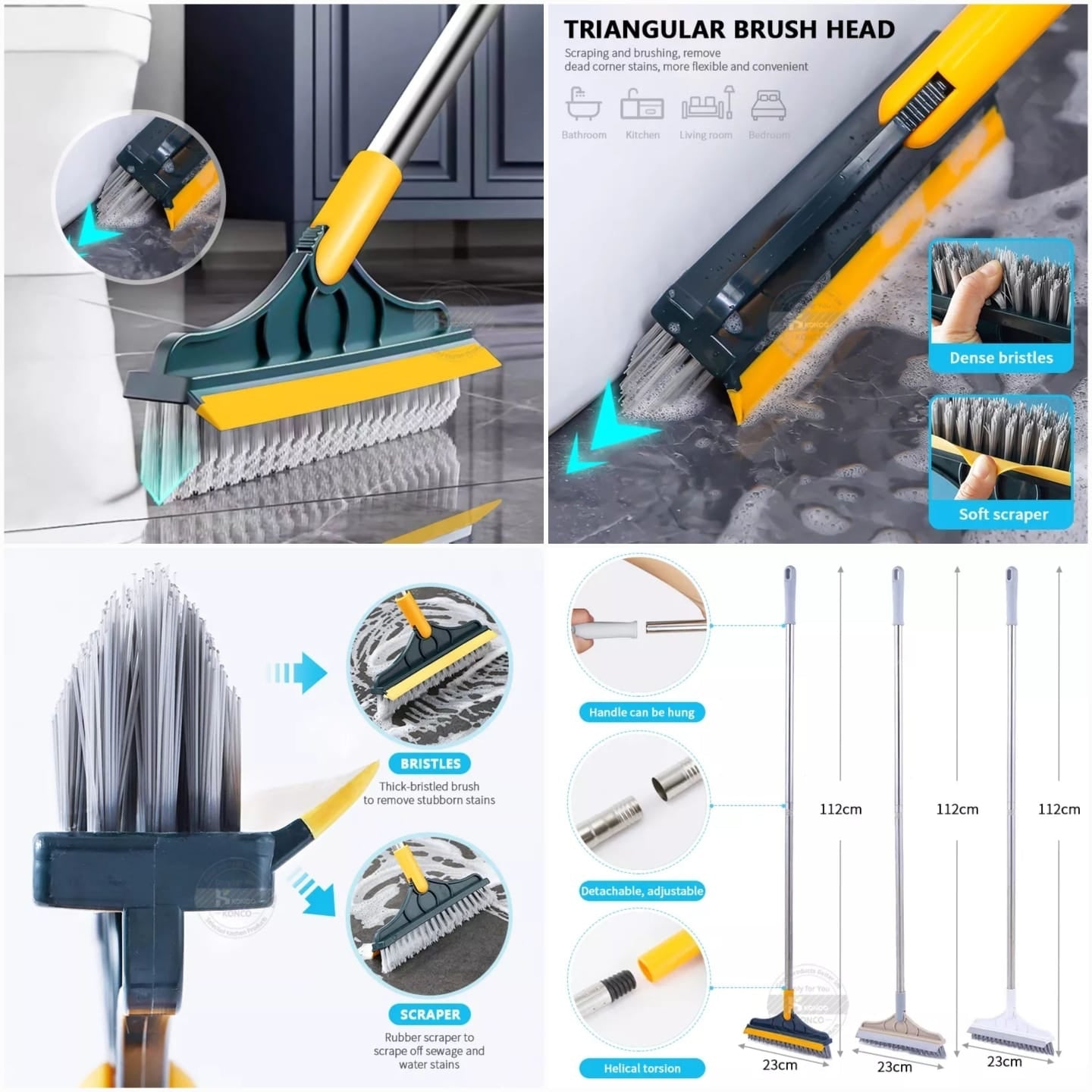 2 in 1 Floor Cleaning Brush Bathroom Tile Windows Floor Cleaning Brush with 120° Rotatable Head - Multipurpose Bathroom Floor Cleaning Brush - Floor Brush Scrubber - Without Box | Floor Cleaning Brush