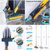 2-in-1 Floor Cleaning Brush with 120° Rotating Head | Multipurpose Scrubber for Bathroom, Tiles & Windows