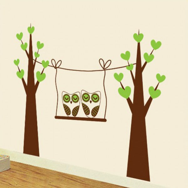 Wall Stickers Swinging owl Tree AY9018