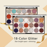 Miss Rose 18 Colors Sequins Glitter Powder High Gloss Pearly Eye shadow Palette