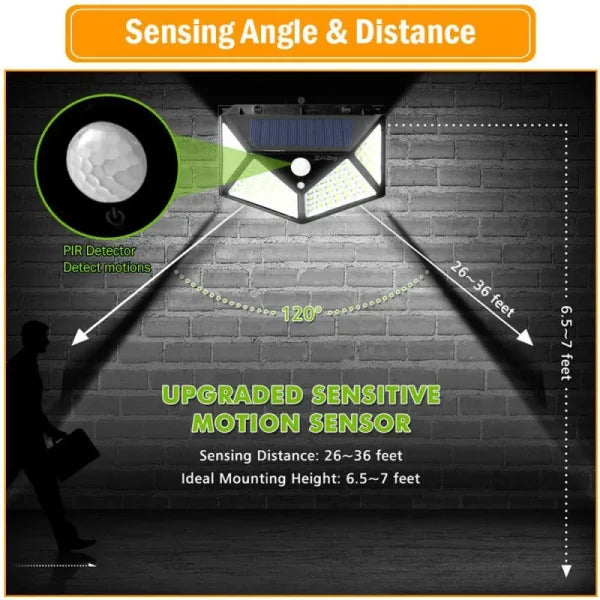 Solar Lights Outdoor Lighting Wireless Motion Sensor Lights IP65 Waterproof 270°Wide Angle Security Wall Lights