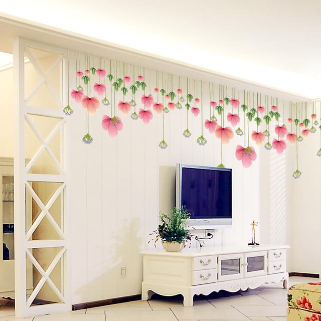 China Supplier Removable Beautiful Flower Vinyl Wall Paper Sticker For Room Decoration size 60x90 ay928