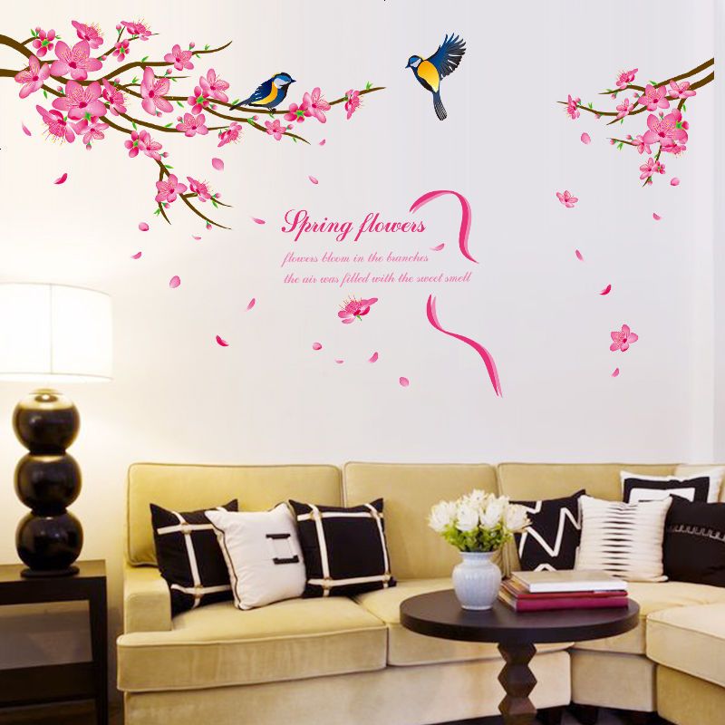 HomeLover Romantic Flowers Wall Stickers for Living Room Decoration