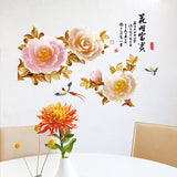 Sk9298 Peony Chinese Style Wall Sticker