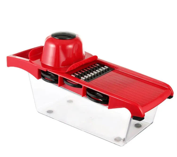 10 in 1 Mandolin Slicer Vegetable Cutter with Stainless Steel Blade Manual Potato Peeler Carrot Cheese Grater Nicer Kitchen Tool - Mandolin Vegetable Cutter - Red Color