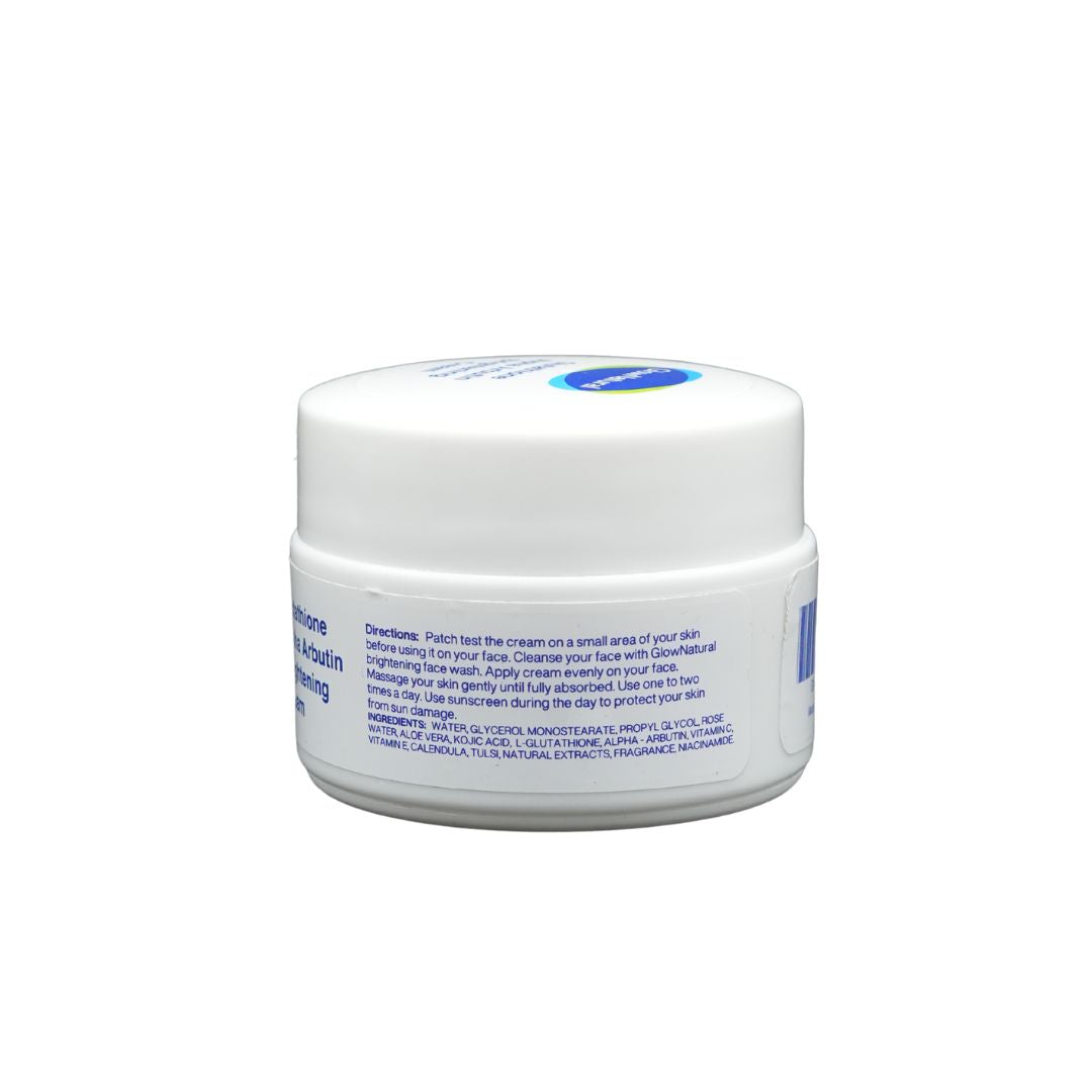 Glow Natural Glutathione and Alpha Arbutin Skin Brightening Cream 50g Advanced Formula for Even Skin Tone, Radiance, and Dark Spot Reduction