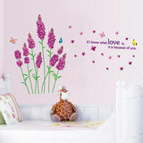 Beautiful Lavender Flowers Vinyl Wall Stickers for Bedroom size 50x70 xl7017