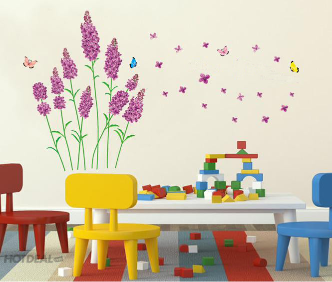Beautiful Lavender Flowers Vinyl Wall Stickers for Bedroom size 50x70 xl7017